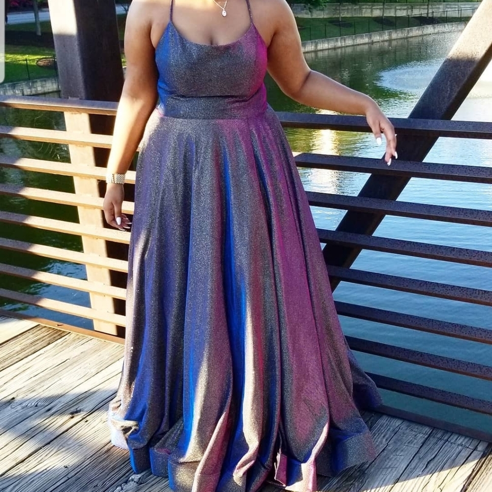 Iridescent prom dress David's Bridal size 18